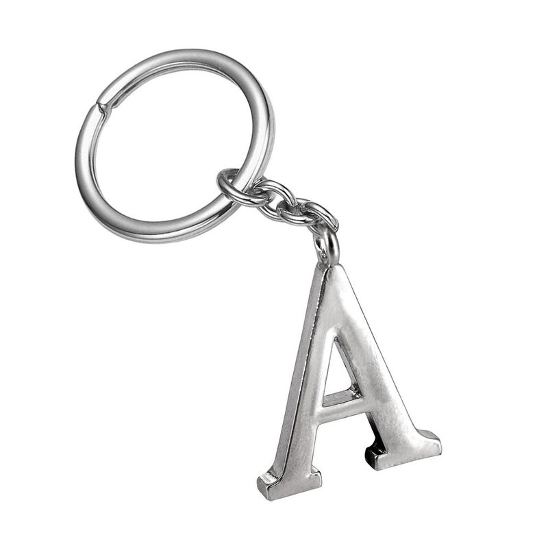 Monnel Z522_B Adorable Alphabet Initial Letter A Charm Keychain Key Ring (Silver) - Image 1